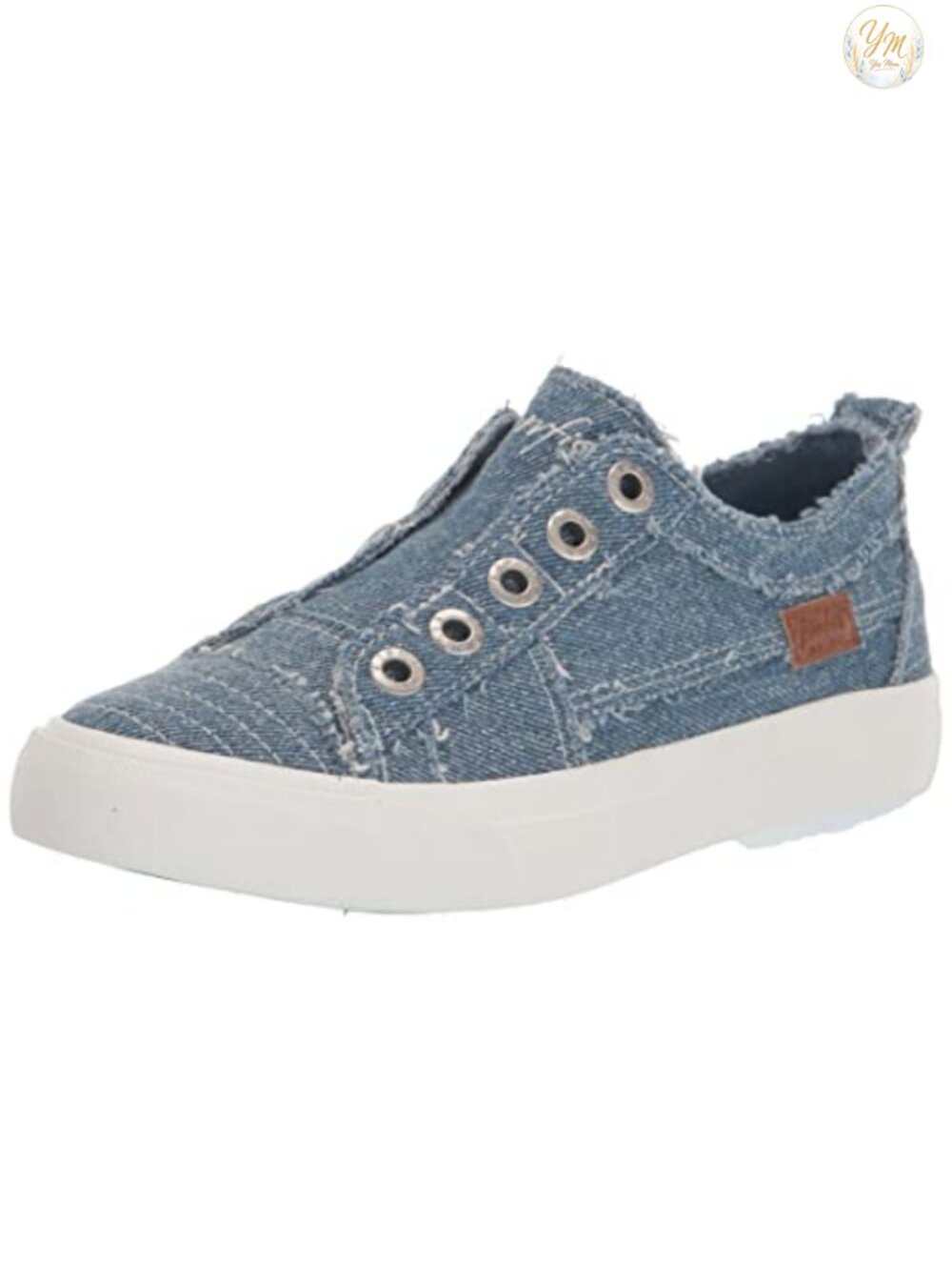 Laceless Denim Fashion Sneakers with Foam Insole, Slip-Resistant